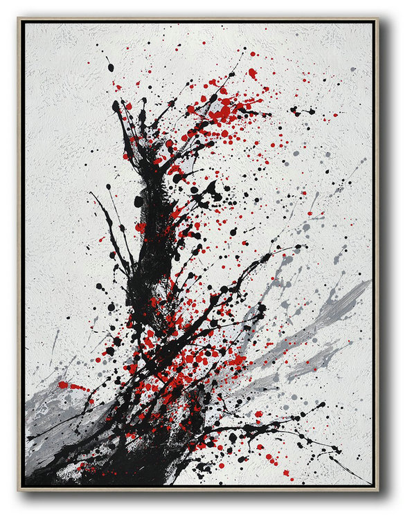 Large Abstract Art,Hand-Painted Black,Large Abstract Art Handmade Acrylic Painting